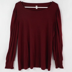 Niloufo Burgundy Long Sleeve Shirt Top Women’s Size Medium