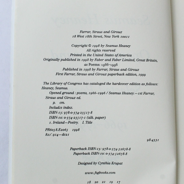 Opened Ground Selected Poems 1966-1996 Seamus Heaney 1999 Paperback