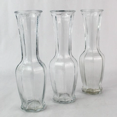 Lot of 3 Clear Glass Flower Vase Modern Small Skinny Vases