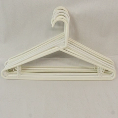 Lot of 9 White Plastic Tubular Clothes Hangers Standard Size With Hooks