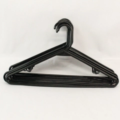 Lot of 10 Black Plastic Tubular Clothes Hangers Standard Size With Hooks 17"