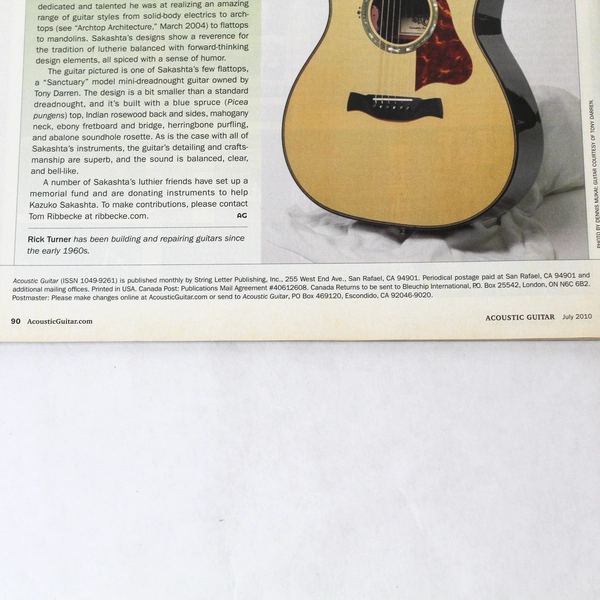 Acoustic Guitar Magazine July 2010 M Ward Zooey Deschanel Vintage Pop