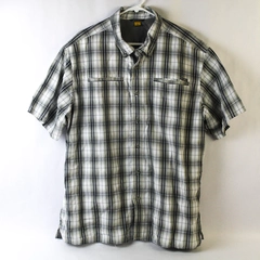 Eddie Bauer Men's XL Button Up Shirt White and Gray Plaid