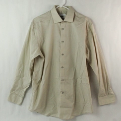 Calvin Klein Steel and Reg Fit Men's Taupe Button Down Collar Dress Shirt Size L