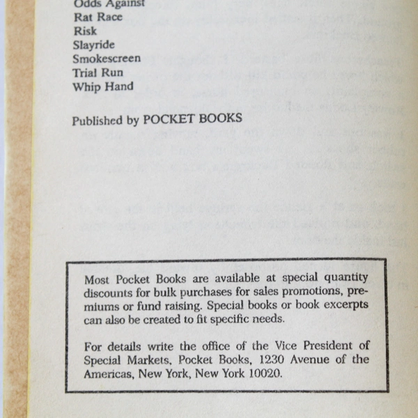 Bonecrack by Dick Francis 1978 Pocket Books Paperback