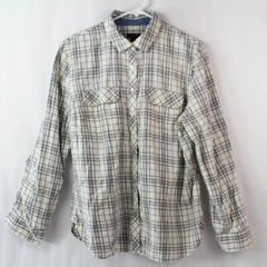 Talbots Womens White and Gray Plaid Button Down Collar Shirt with Pocket Size 14