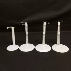 Lot of 4 White Enamel Adjustable Metal Doll Stands 7.5" & 6.25"