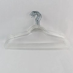Lot of 10 Clear Plastic Flat Clothes Hangers Simple Standard Size 17.5"
