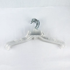 Lot of 10 Clear Plastic Flat Clothes Hangers wtih Clothes Indents and Wire Hook