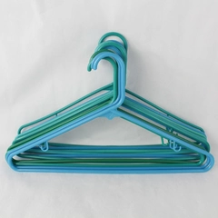 Lot of 10 Shades of Teal Tubular Plastic Clothes Hangers Size 16.5 Inches