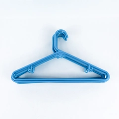 Lot of 10 Electric Blue Tubular Plastic Clothes Hangers With Hooks Size 16.25"