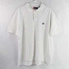 Chaps Men's White Short Sleeve Polo with Embroidered Logo Size XL 100% Cotton
