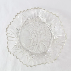 Vintage Federal Glass Pioneer Line Ruffle Trim Embossed Fruit Glass Bowl 11 in
