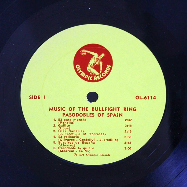Music of the Bullfight Ring Pasodobles of Spain LP Record Vinyl Olympic OL-6114