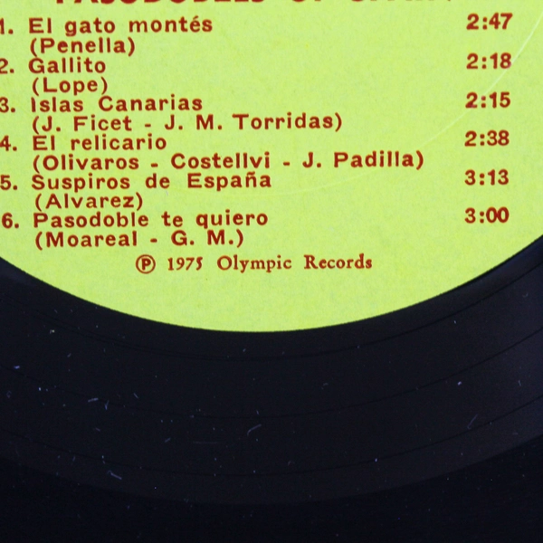 Music of the Bullfight Ring Pasodobles of Spain LP Record Vinyl Olympic OL-6114