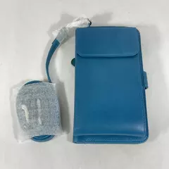 Women's RFID Blocking Genuine Leather Checkbook Credit Card Wallet Blue NEW