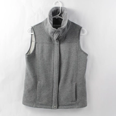 Croft & Barrow Women's Grey Sweatshirt Vest Fleece Faux Fur Collar Lining Size S