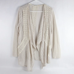 Muarices Women's Long Sleeve Knit Paneled Caridgan in Off White Size 1