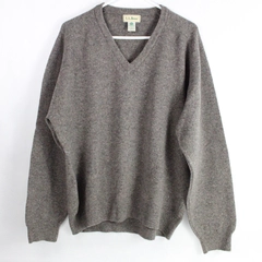 L.L Bean Men's Pure Lamb's Wool V Neck Long Sleeve Sweatshirt in Gray Size L Reg