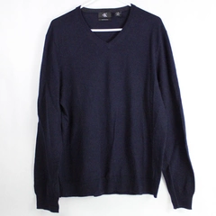 Calvin Klein Men's Blue Extra Fine 100% Merino Wool V-Neck Sweater Size Large 