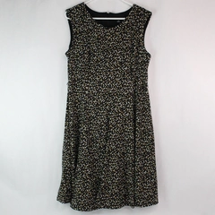 R&K Black Brown Square Pattern Dress Women's Plus Size 16 Lined Bodice