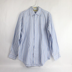 Vtg L.L. Bean Men's Blue Red White Striped Long Sleeve Button Up Shirt Size 35