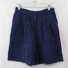 Vintage Women's Navy Elastic Waist Coverall Style Shorts Size 12 100% Cotton