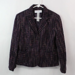 Sag Harbor Petite Tweed Style Acrylic Purple Pink White Blazer Women's Size 12P