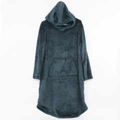 32 Degrees Heat Sleepwear Blue Plush Comfy Hoodie with Pocket Women's S/M