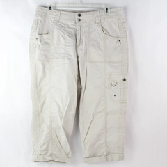 Style & Co Women's Light Gray Capri Cargo Style Cuffed Pants Sz 8 Cotton Blend 