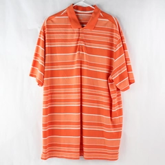 Nike Golf Tour Performance Men's Dri Fit Orange White Striped Polo Size XXL
