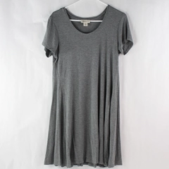 Style & Co Petite Women's Gray Round Neck Short Sleeve T-Shirt Dress Size PL 