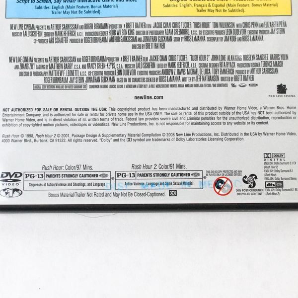 Rush Hour and Rush Hour 2 DVD 2008 Newline Two Disc Set Chris Tucker