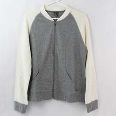 Eddie Bauer Gray and White Full Zip Cotton Jacket Women's Size Medium