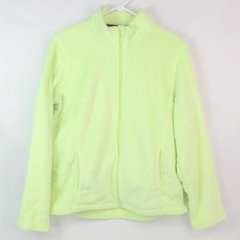 Emily B Women's Neon Yellow Fleece Collared Full Zip Long Sleeve Jacket Size L