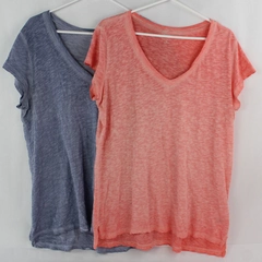 Lot of 2 A New Approach Pink and Blue 100% Cotton Tees Women's Size XL