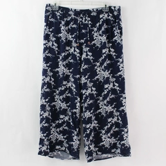 Rachel Roy Navy Blue Floral Pattern Drawstring Pants Women's Large