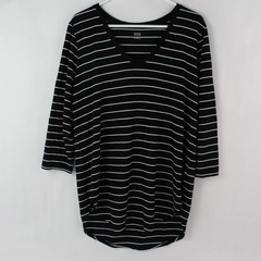 A New Approach Black and White Striped 3/4 Sleeve Shirt Women's Size XL
