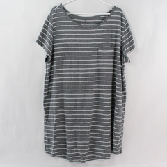 Liz Claiborne Sleepwear Gray and White Striped T-Shirt Nightgown Women's 1X
