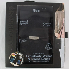 New iFab Black Crossbody Wallet Phone Credit Card Pouch Purse Faux Leather NIB