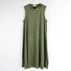 Pink Rose Women's Dark Green Velvet Tanktop Dress Size Medium Made in Mexico