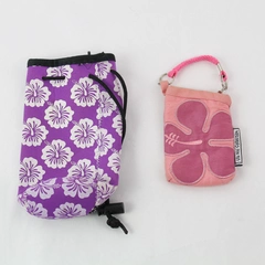 Lot of 2 Small and Mini Hibiscus Flower Design Pouches
