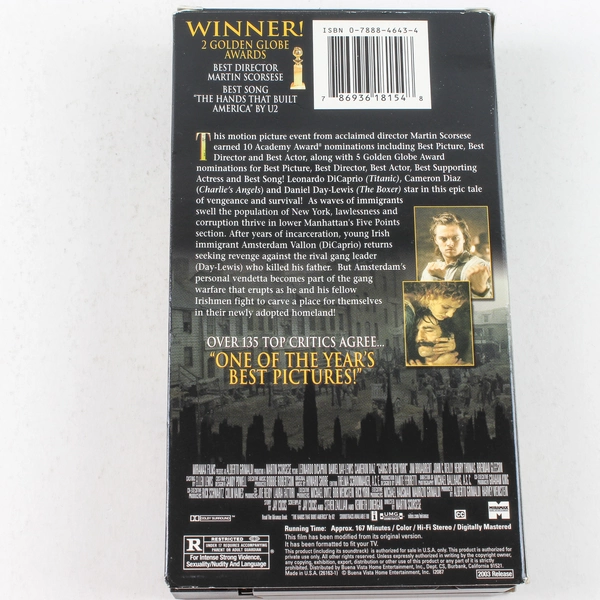Gangs of New York VHS 2003 Leonardo DiCaprio Daniel Day-Lewis Cameron Diaz