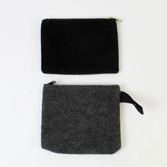 Lot of 2 Textured Black and Gray Makeup Perfume Cosmetic Pouches