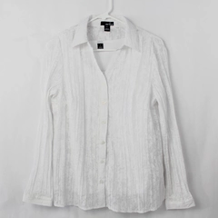 Erika Women's White Floral Button Up with Attached White Undershirt Set Size S