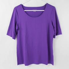 Christopher & Banks Women's Medium Purple Nylon Short Sleeve Shirt