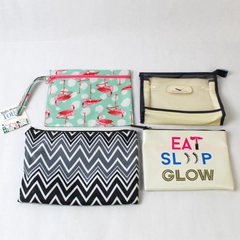 Lot of 4 Assorted Makeup Perfume Cosmetic Pouches Zipper Bags