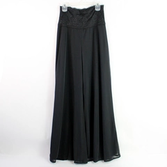 Dressbarn Black Lace & Mesh Overlay Wide Leg Dress Pants Women's Size Small