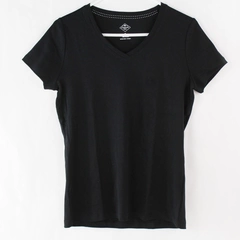 St. John's Bay Black V Neck Cotton T Shirt Women's Size Medium