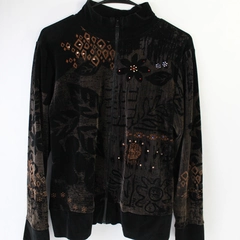 Katina Marie Brown and Black Soft Full Zip Jacket Women's Small